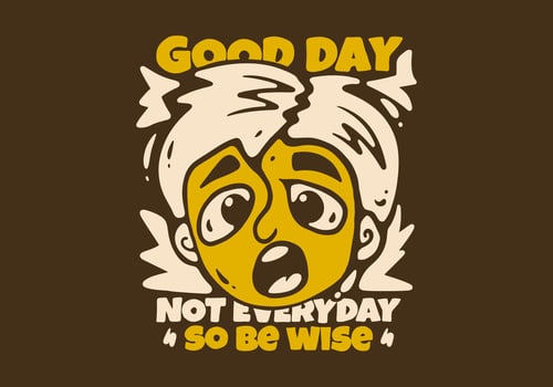 Bad face expression in retro yellow brown colors, illustration vector