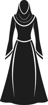 Elegant Silhouette of a Woman in Traditional Dress Illustration vector