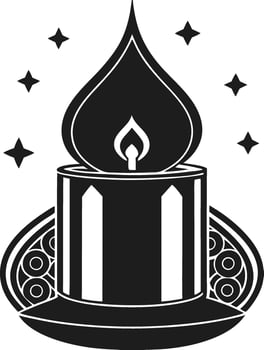 Silhouette Candle with Decorative Elements and Stars Illustration vector