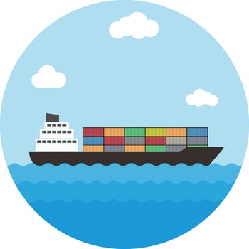 merchant container cargo ship on the sea, illustration vector