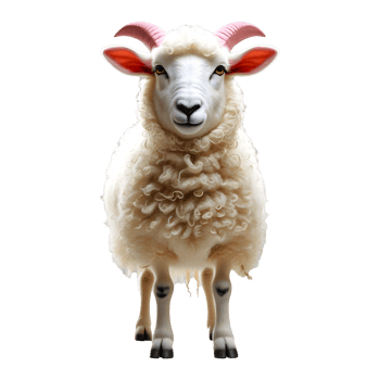 Adorable Cute Sheep with Fluffy White Wool and Pink Horns Digital 3D Model png