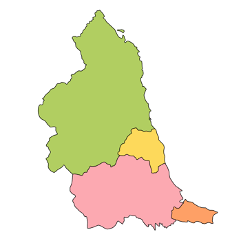 Colored map of North East England png