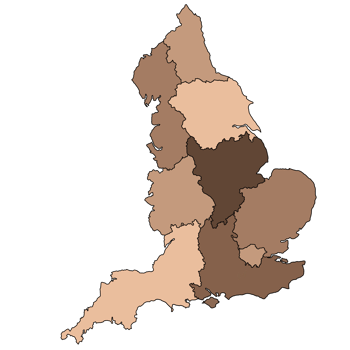 England administrative brown colour Map png