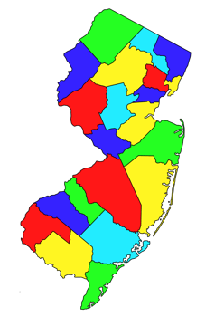 New Jersey map with his counties in different colors png