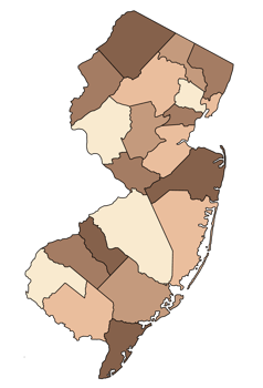 New jersey map in brown colour png