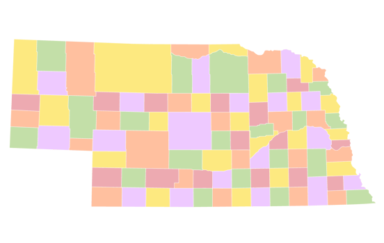 Nebraska state administrative map png