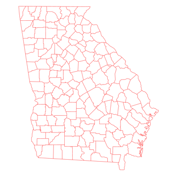 Georgia map with counties highlighted in red png