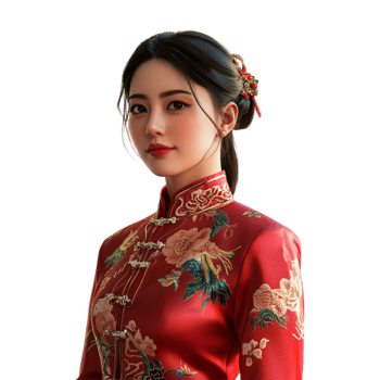 a woman in a red chinese dress png