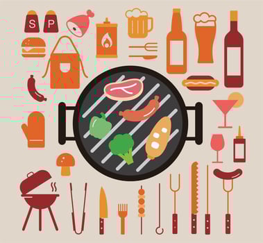 Simple Set of Barbecue Related Line Icons, illustration vector