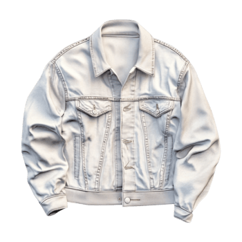 an image of a white denim jacket on a transparent background png
