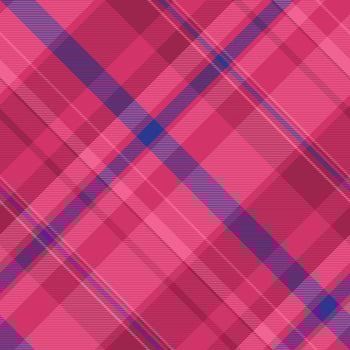 Warmth textile seamless fabric, gorgeous plaid pattern background. Marriage check tartan texture in pink and blue colors. vector