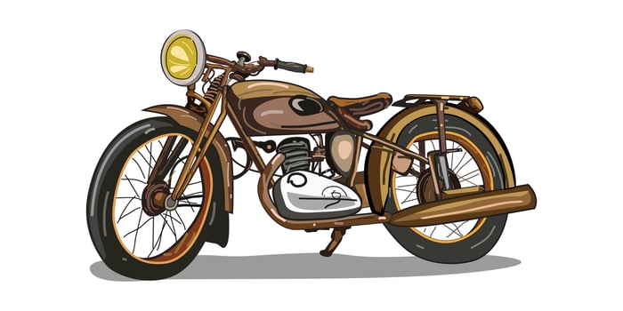 Old motorbike brown color illustration, isolated on white background for background design. vector