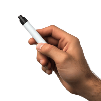 A person holding a white pen in their hand png