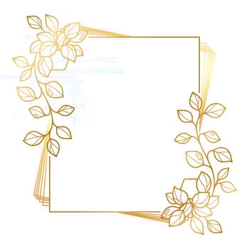 Gold frame with flowers and leaves vector