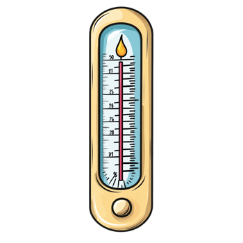 Hand drawn cartoon illustration of a thermometer on a transparent background png