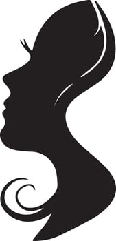 silhouette of a woman's face with long hair vector