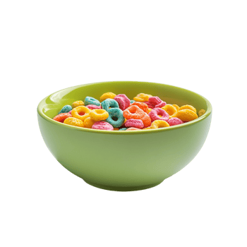 Green Bowl with Colorful Cereal on transparent background png