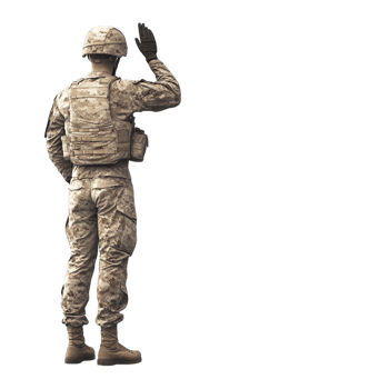 a soldier saluting on a transparent background png
