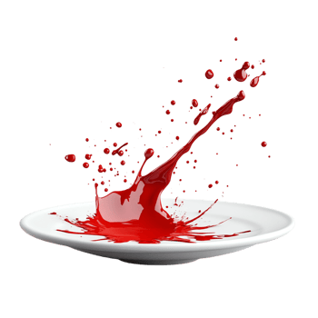 A striking red splatter on a white dish png