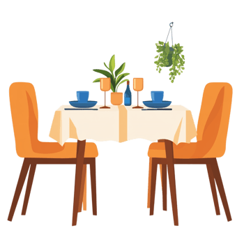 Hand dining room vector clipart on a transparent background png