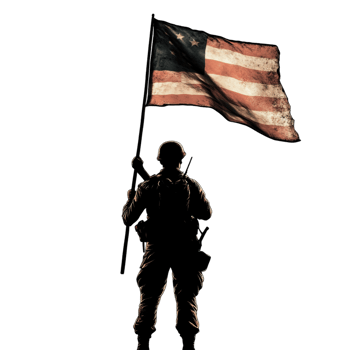 Memorial Day Poster with Soldier Holding Flag on transparent background png