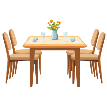 Hand dining room vector clipart on a transparent background png