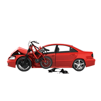 Car accident involving a bike isolated on transparent background png