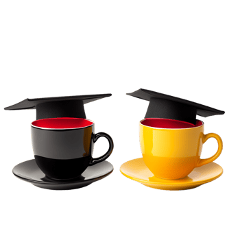 Beautiful graduation coffee cups isolated against a transparent background png
