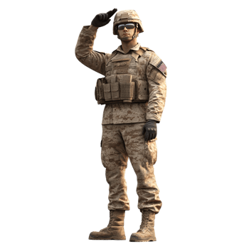 a soldier saluting on a transparent background png