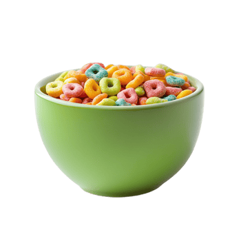 Green Bowl with Colorful Cereal on transparent background png