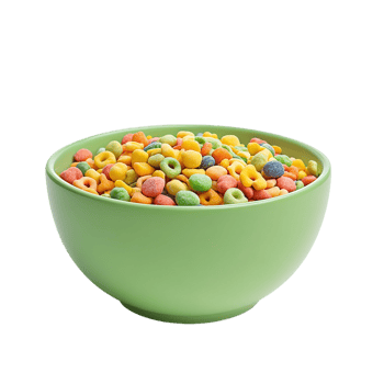 Green Bowl with Colorful Cereal on transparent background png