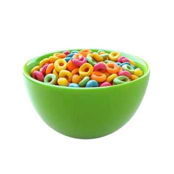 Green Bowl with Colorful Cereal on transparent background png