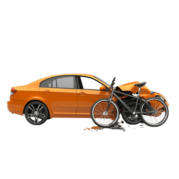 Car accident involving a bike isolated on transparent background png