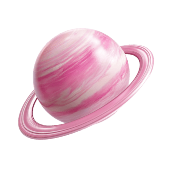 pink planet with rings on a transparent background png