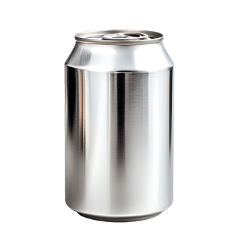 An aluminum soda can against a transparent background png