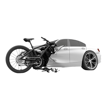 Car accident involving a bike isolated on transparent background png