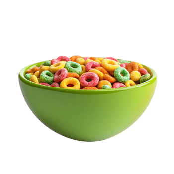 Green Bowl with Colorful Cereal on transparent background png