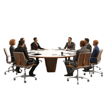 business team meeting around a table on a transparent background png