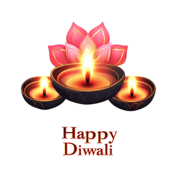 Happy Diwali text style in clean, simple vector design with black 3D rendering for festive greetings png