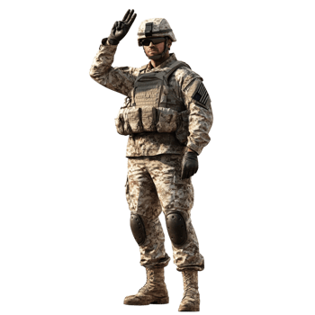a soldier saluting on a transparent background png