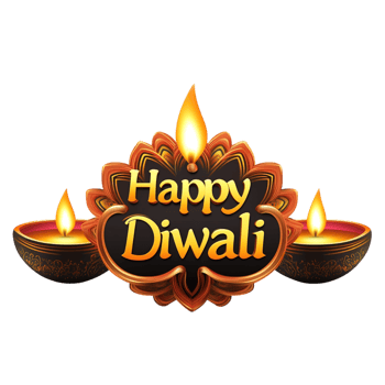 Happy Diwali text style in clean, simple vector design with black 3D rendering for festive greetings png