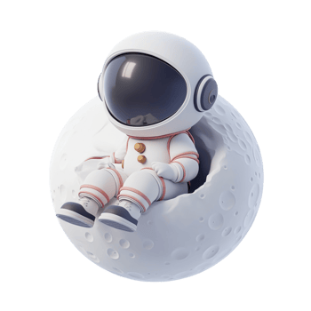 Cute 3D Cartoon Astronaut Sitting on Moon png