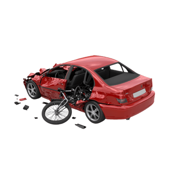 Car accident involving a bike isolated on transparent background png