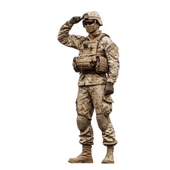 a soldier saluting on a transparent background png
