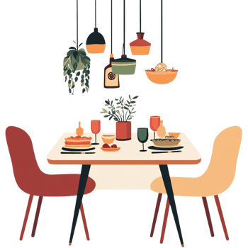 Hand dining room vector clipart on a transparent background png