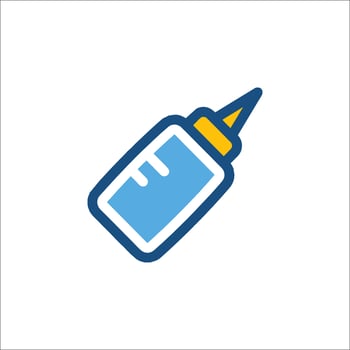 A blue and yellow bottle with a blue cap vector