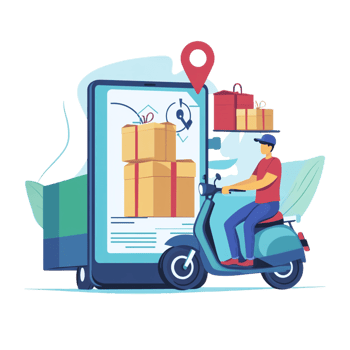 An illustration depicting online shipping services png