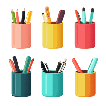 Different Types of Colorful Attractive Pen Holders png