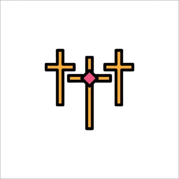 Three crosses with a pink diamond in the middle vector