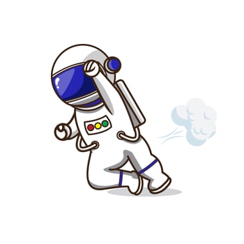Cute Astronaut flying and fart illustration cartoon design vector